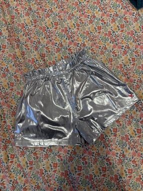 Pink Chicken Metallic Silver Girls' Elastic-Waist Shorts